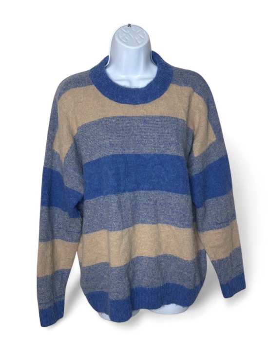 Madewell Sweaters - Madewell Do Well Space-Dyed Otis Alpaca Wool Striped Sweater Blue Tan Size M